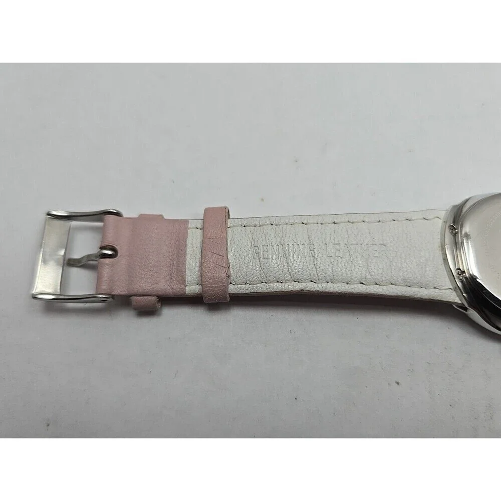 Skagen 586SSLP Womens Day Date Watch MOP Crystal Bezel Pink Leather New Battery